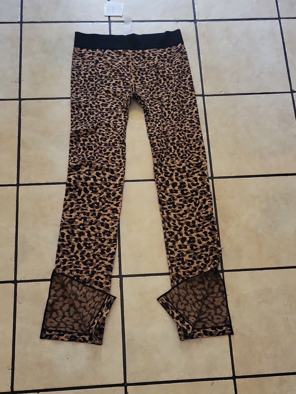Fabletics Leopard Print Leggings with Black Waistband